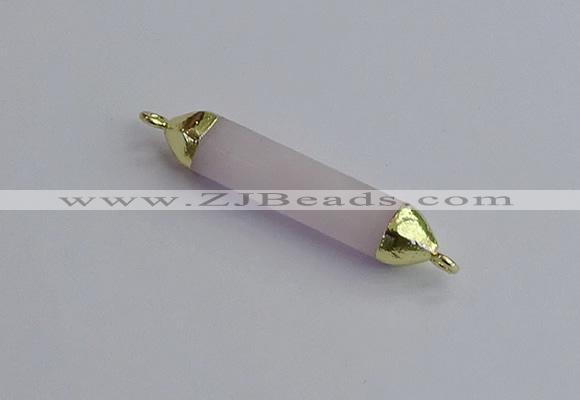 NGC5942 8*40mm tube rose quartz connectors wholesale