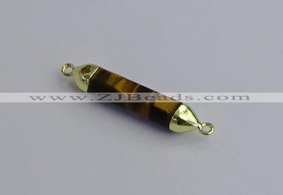 NGC5953 8*40mm tube yellow tiger eye connectors wholesale