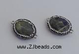 NGC5960 18*22mm faceted oval labradorite connectors wholesale