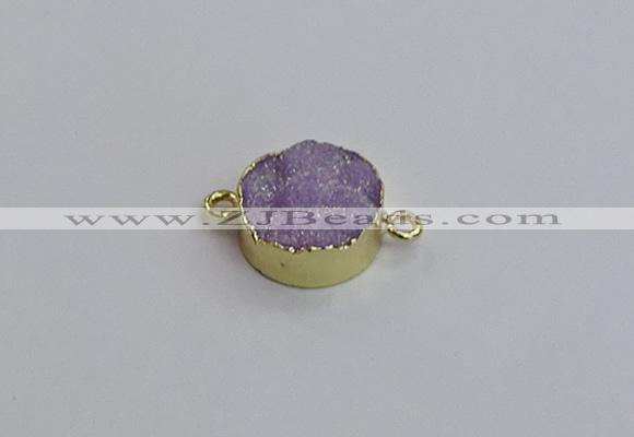 NGC5965 15mm coin plated druzy agate connectors wholesale