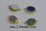 NGC5975 15*20mm oval plated druzy agate connectors wholesale