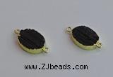 NGC5983 15*20mm oval black tourmaline connectors wholesale