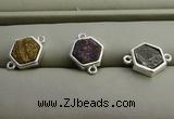 NGC6007 12*12mm hexagon plated druzy agate connectors wholesale