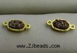 NGC6021 5*8mm oval plated druzy agate connectors wholesale