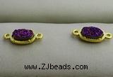 NGC6022 5*8mm oval plated druzy agate connectors wholesale