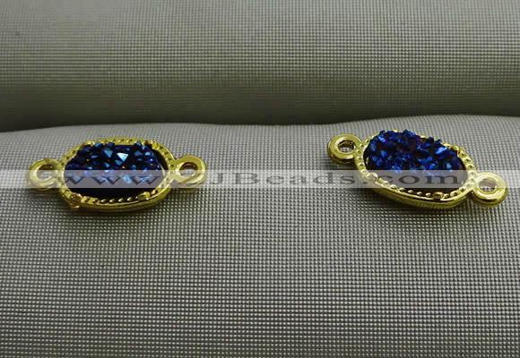 NGC6023 5*8mm oval plated druzy agate connectors wholesale