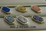 NGC6026 10*16mm oval plated druzy agate connectors wholesale