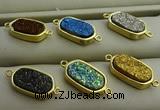 NGC6027 10*16mm oval plated druzy agate connectors wholesale