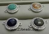 NGC6048 15mm coin mixed gemstone connectors wholesale