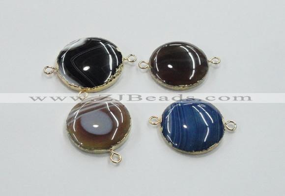 NGC62 30mm - 35mm flat round agate connectors wholesale