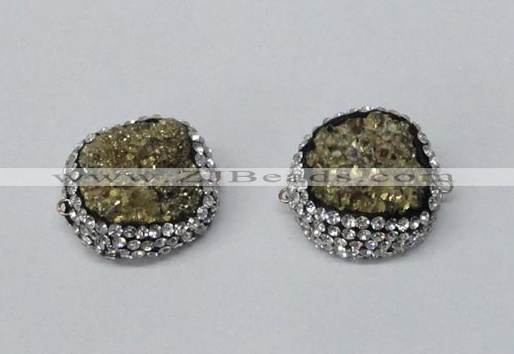 NGC633 24*25mm - 26*28mm freeform plated druzy agate connectors