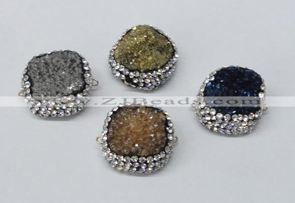 NGC634 24*25mm - 26*28mm freeform plated druzy agate connectors