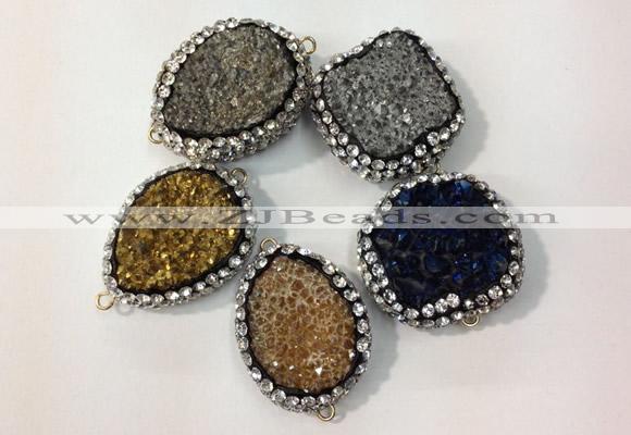 NGC638 20*28mm - 25*30mm freeform plated druzy agate connectors