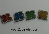 NGC6545 35*35mm flower agate gemstone connectors wholesale