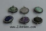 NGC6665 18*25mm faceted freeform mixed gemstone connectors