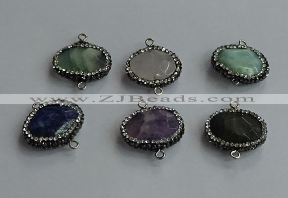 NGC6665 18*25mm faceted freeform mixed gemstone connectors