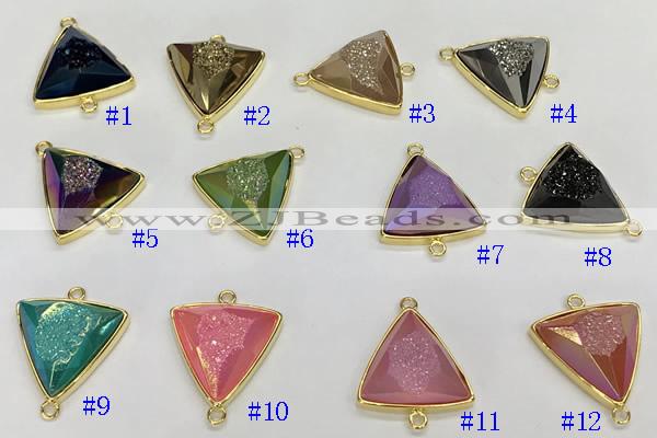 NGC7003 20*20mm faceted triangle plated druzy agate connectors
