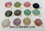 NGC7012 20mm faceted coin plated druzy agate connectors