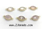 NGC7035 11*15mm faceted oval rose quartz connectors