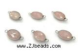 NGC7047 11*15mm faceted oval rose quartz connectors