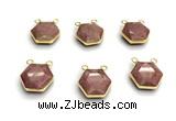 NGC7067 16mm faceted hexagon pink wooden jasper connectors