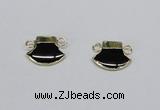 NGC723 15*20mm axe-shaped black agate connectors wholesale