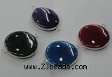 NGC78 30mm flat round agate gemstone connectors wholesale