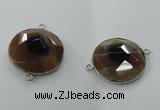 NGC82 31mm flat round agate gemstone connectors wholesale