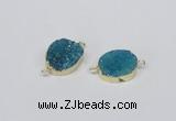 NGC862 15*20mm oval druzy agate gemstone connectors wholesale