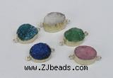 NGC865 15*20mm oval druzy agate gemstone connectors wholesale