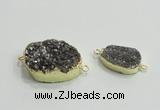 NGC868 15*25mm - 20*30mm freeform plated druzy agate connectors