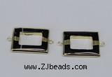 NGC872 30*40mm rectangle black agate gemstone connectors wholesale