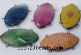 NGC967 30*55mm faceted marquise agate connectors wholesale