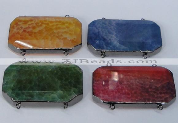 NGC976 35*55mm faceted octagonal agate connectors wholesale