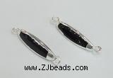 NGC988 8*30mm trihedron black agate gemstone connectors wholesale