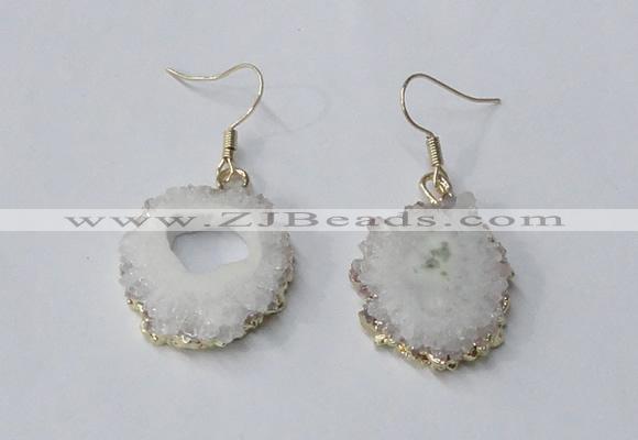 NGE128 18*20mm - 20*25mm freeform druzy agate gemstone earrings