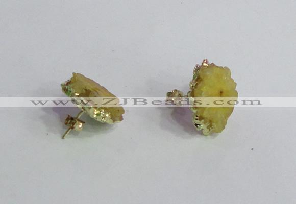 NGE139 12*14mm - 15*18mm freeform druzy agate gemstone earrings