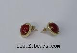 NGE183 12mm flat round agate gemstone earrings wholesale