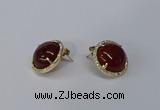 NGE188 15mm flat round agate gemstone earrings wholesale