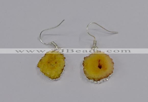 NGE206 18*20mm - 20*25mm freeform druzy agate gemstone earrings