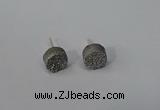 NGE215 8mm coin druzy agate gemstone earrings wholesale