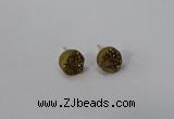 NGE216 8mm coin druzy agate gemstone earrings wholesale