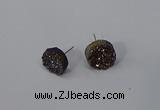 NGE223 12mm coin druzy agate gemstone earrings wholesale