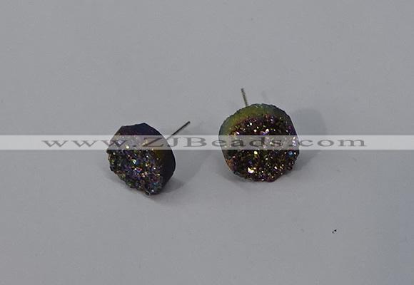 NGE223 12mm coin druzy agate gemstone earrings wholesale