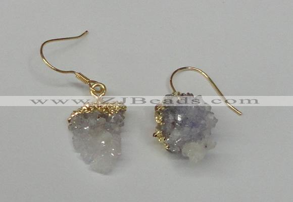 NGE23 10*14mm - 12*16mm nuggets druzy quartz earrings wholesale