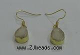 NGE242 10*12mm teardrop druzy agate gemstone earrings wholesale