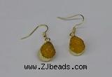 NGE243 10*12mm teardrop druzy agate gemstone earrings wholesale