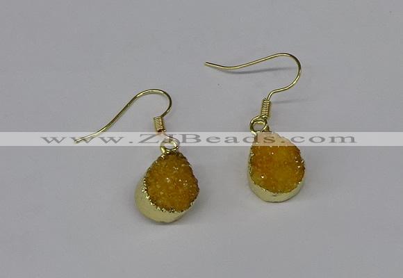 NGE243 10*12mm teardrop druzy agate gemstone earrings wholesale