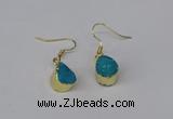 NGE246 10*12mm teardrop druzy agate gemstone earrings wholesale