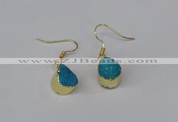 NGE246 10*12mm teardrop druzy agate gemstone earrings wholesale